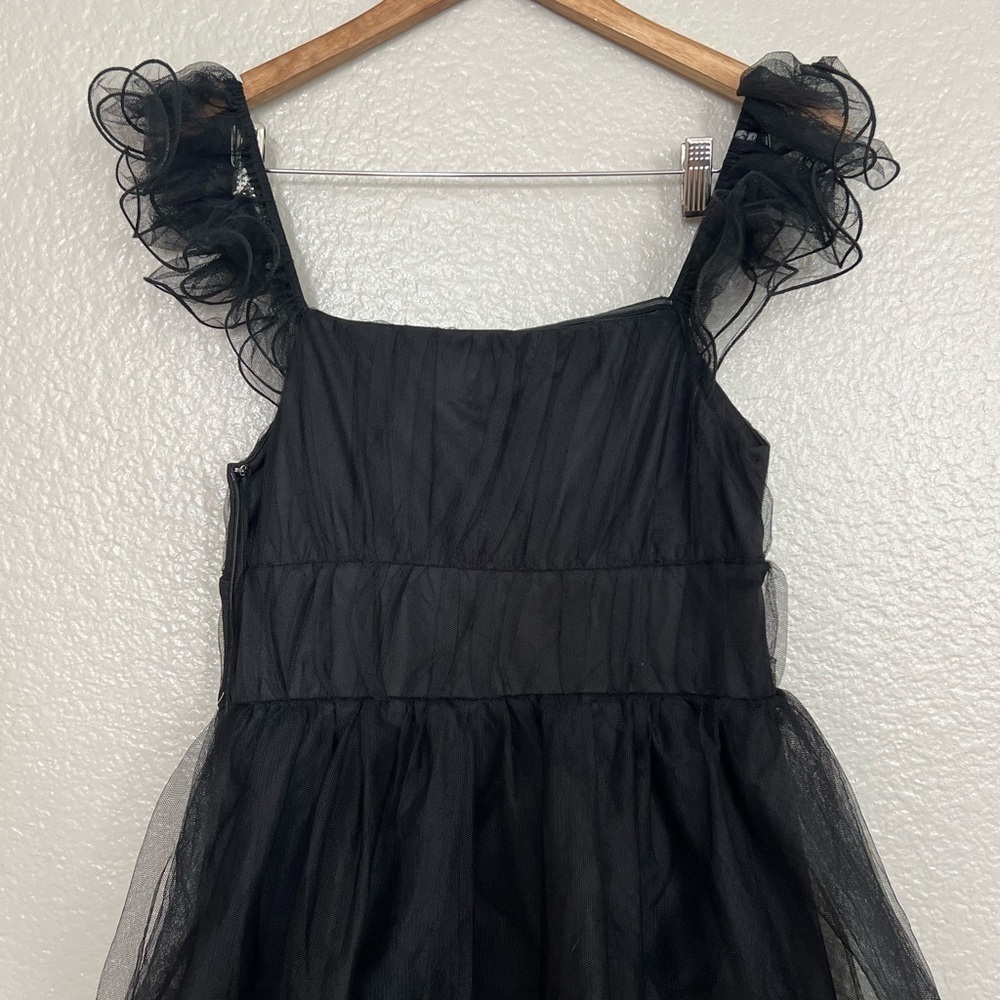 NWOT Tulle For Love Black Mesh Tulle Tiered Ruffled Maxi Dress - Picture 6 of 10